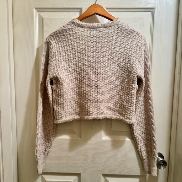 NWT - Beige Cable Knit Tie-Front Cardigan - Size Small - Pink Rose - Picture 5 of 6